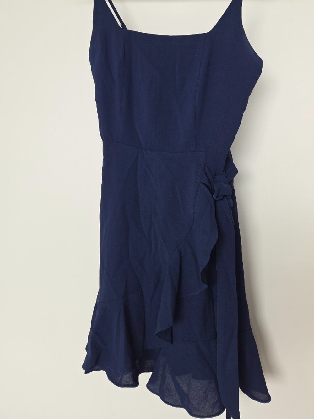 Navy Mini Dress With Ruffle And Adjustable Straps Size Small